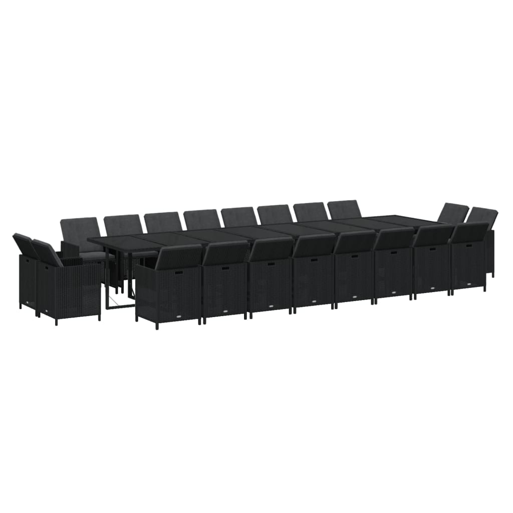 21-Delige Tuinset Met Kussens Poly Rattan Zwart 1
