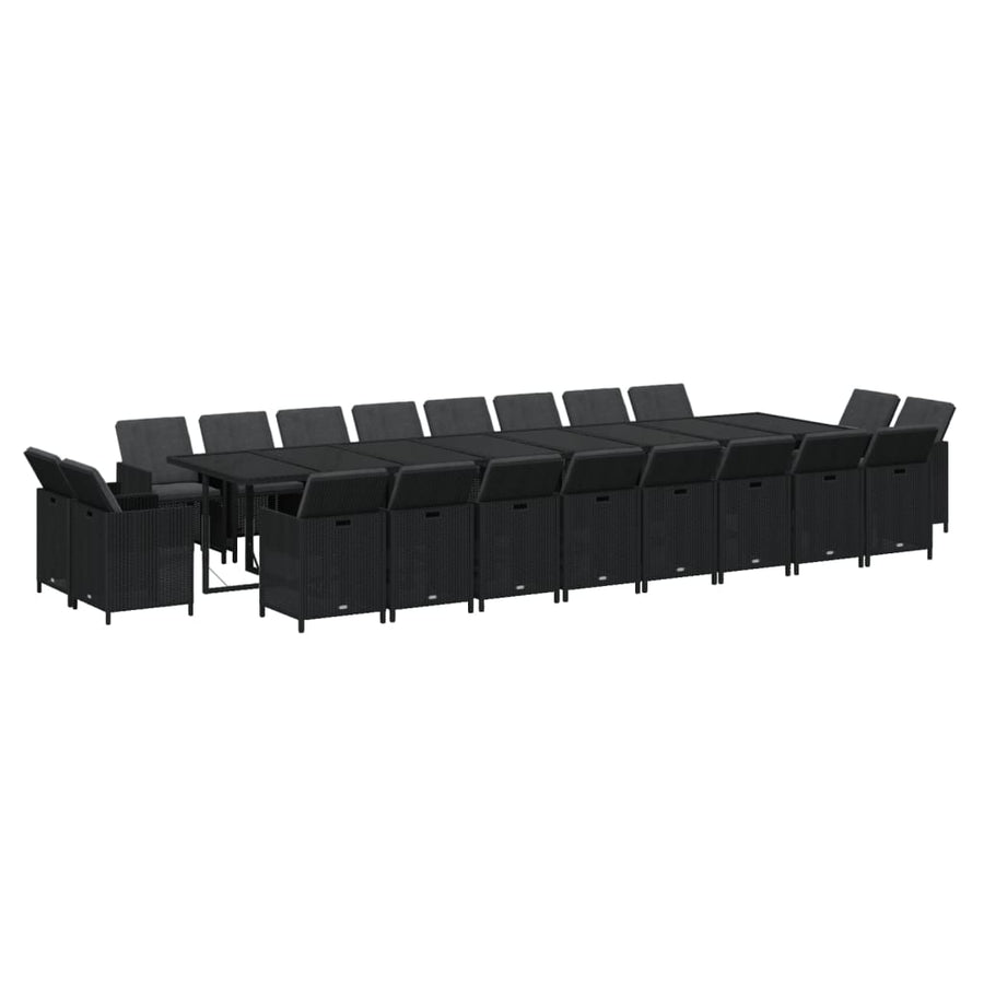 21-Delige Tuinset Met Kussens Poly Rattan Zwart 1