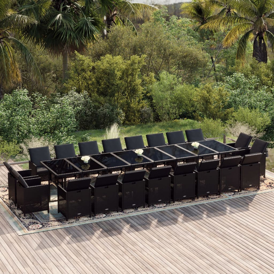 21-Delige Tuinset Met Kussens Poly Rattan Zwart 1