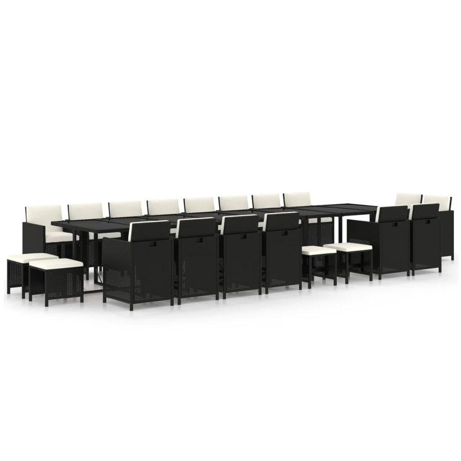 21-delige Tuinset met kussens poly rattan zwart