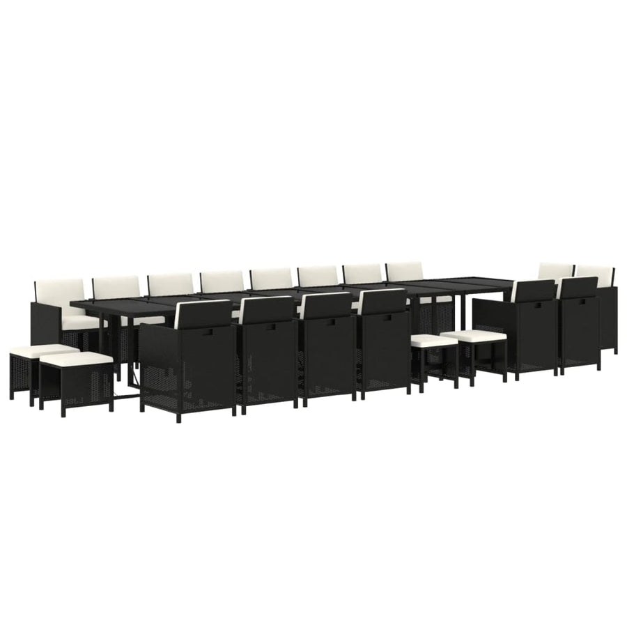21-delige Tuinset met kussens poly rattan zwart