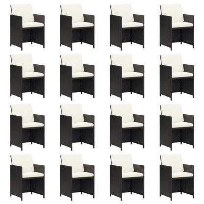 21-delige Tuinset met kussens poly rattan zwart