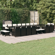 Tuinset 21-delig poly rattan zwart met kussens
