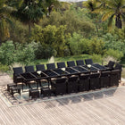 21-Delige Tuinset Met Kussens Poly Rattan Zwart 16x Fauteuil + 4x voetensteun + Tafel