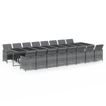17-delige Tuinset met kussens poly rattan grijs