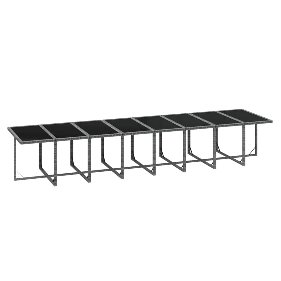 17-delige Tuinset met kussens poly rattan grijs