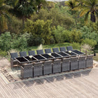 17-piece Garden Set with Cushions Poly Rattan Grey