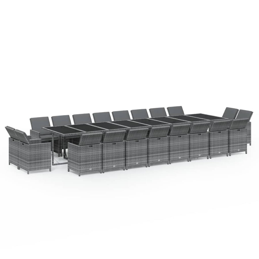 21-delige Tuinset met kussens poly rattan grijs