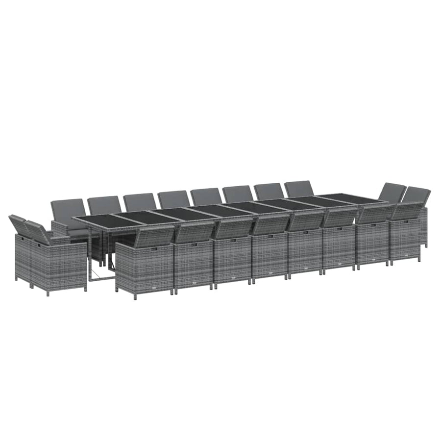 21-delige Tuinset met kussens poly rattan grijs