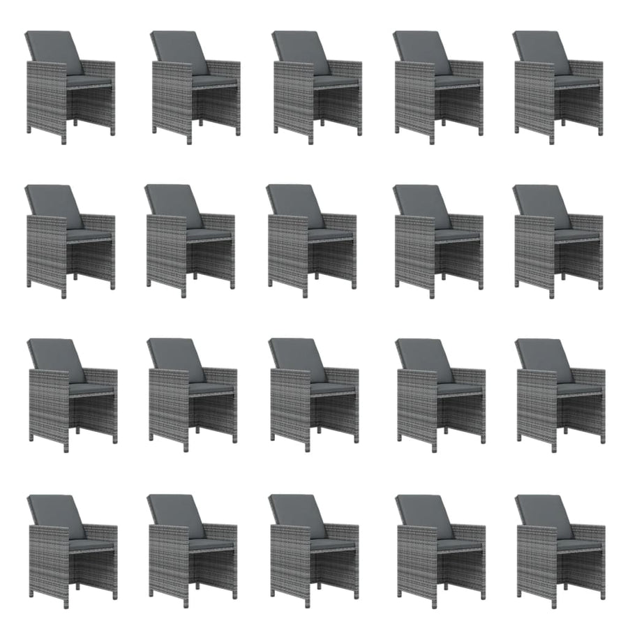 21-delige Tuinset met kussens poly rattan grijs