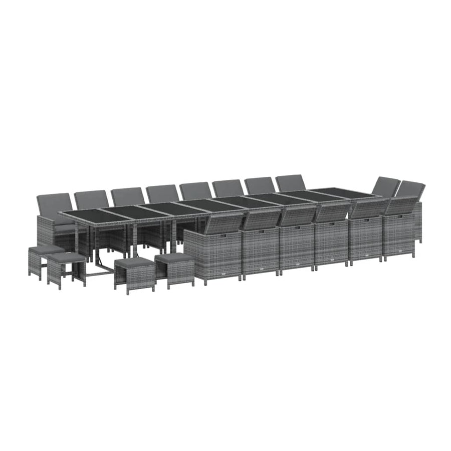 21-delige Tuinset met kussens poly rattan grijs