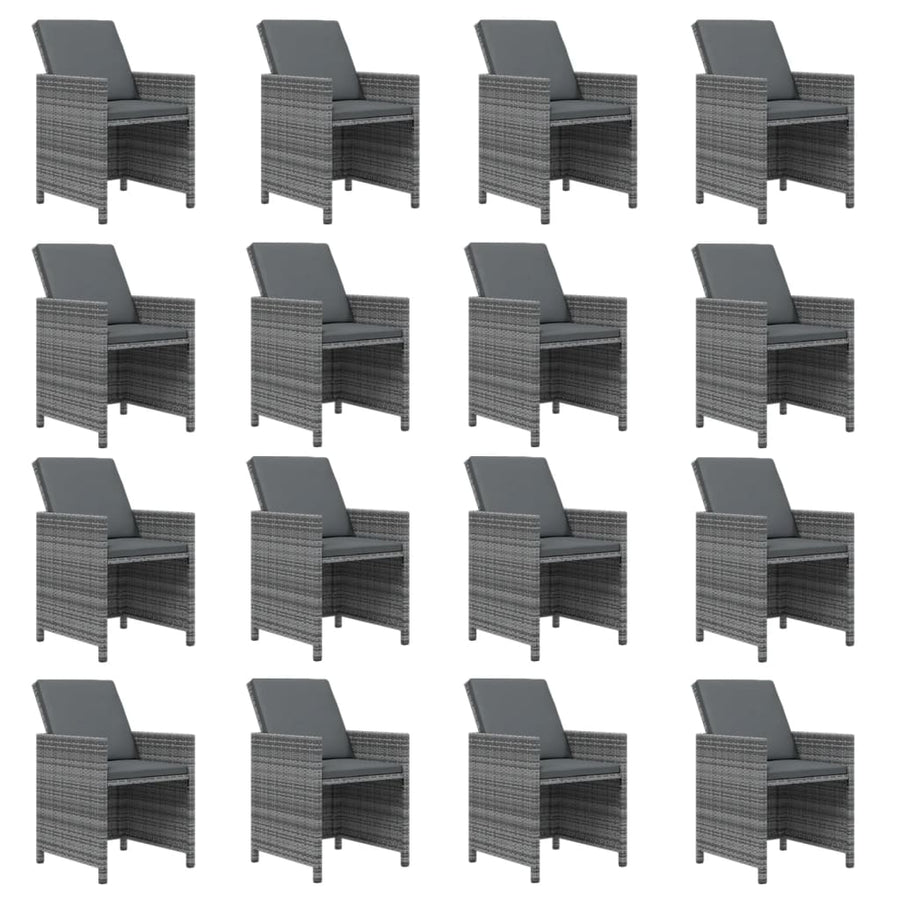 21-delige Tuinset met kussens poly rattan grijs
