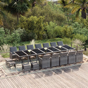 Tuinset poly rattan grijs 21-delig met kussens
