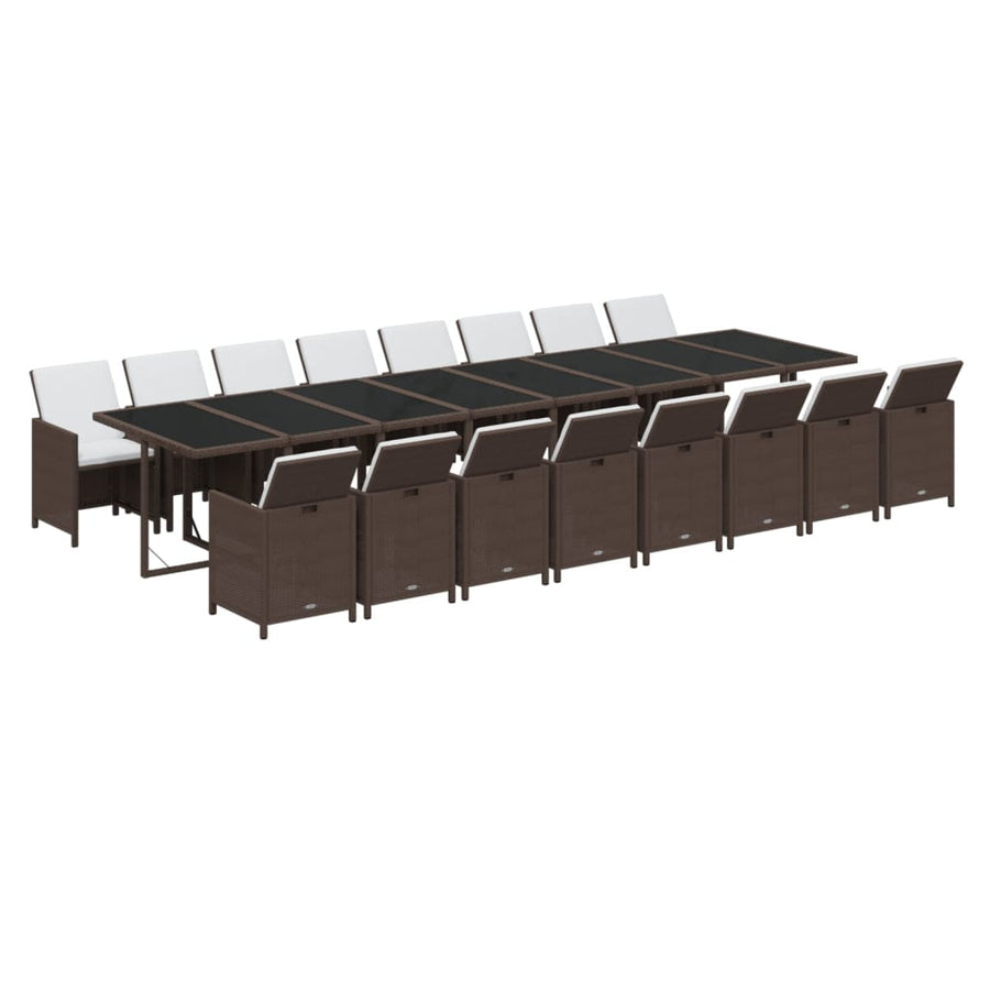 17-Delige Tuinset Met Kussens Poly Rattan Bruin Bruin en zwart
