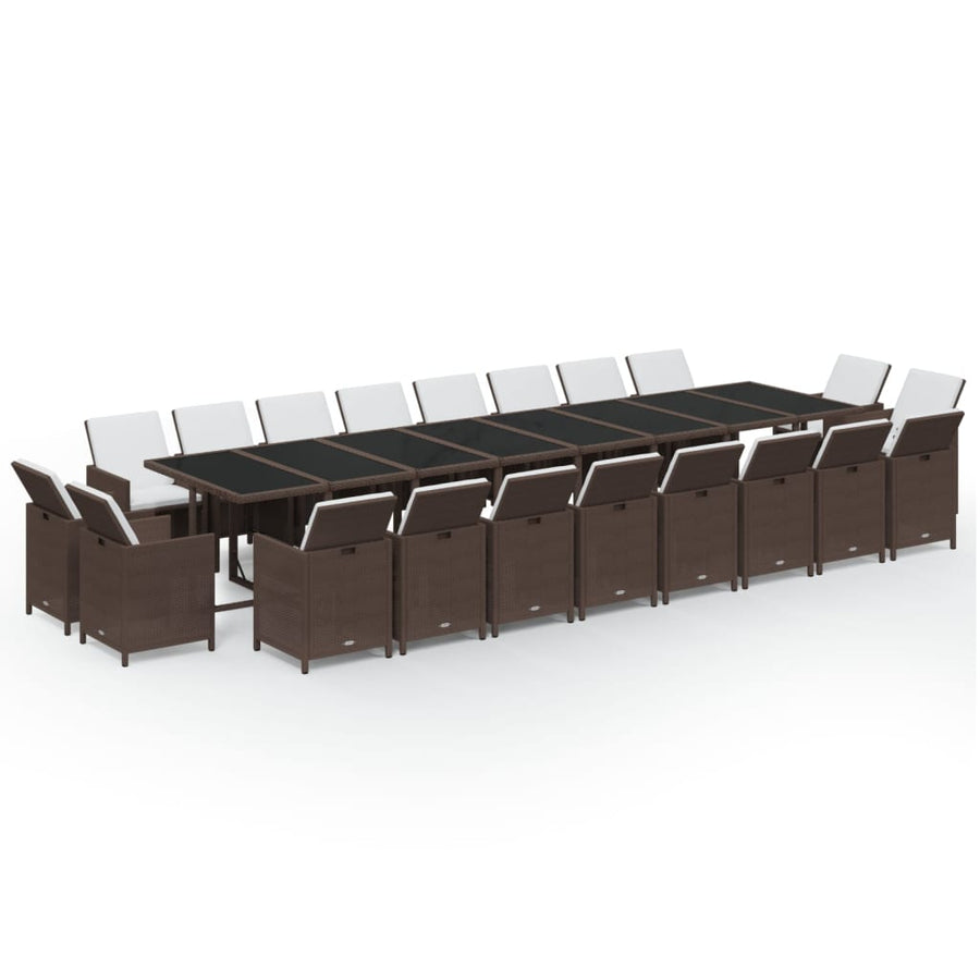 21-Delige Tuinset Met Kussens Poly Rattan Bruin Bruin en zwart
