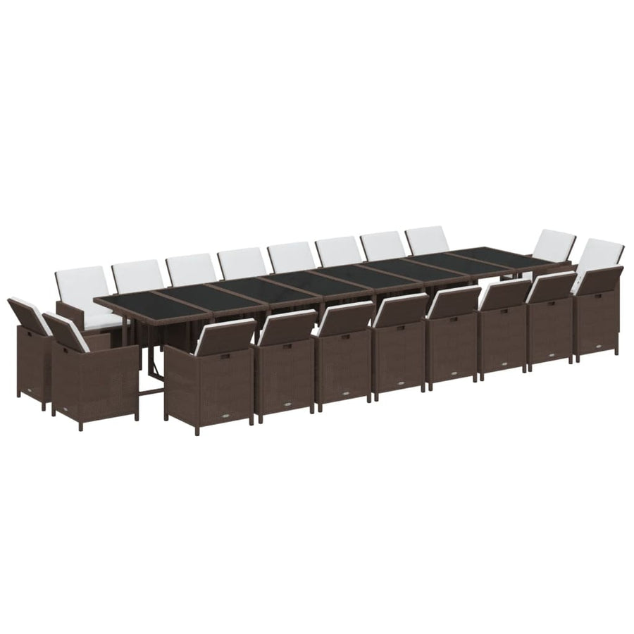 21-Delige Tuinset Met Kussens Poly Rattan Bruin Bruin en zwart