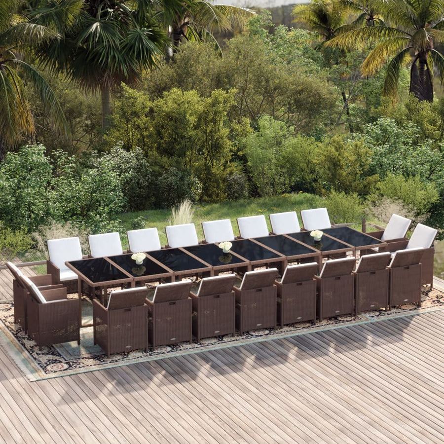 21-Delige Tuinset Met Kussens Poly Rattan Bruin Bruin en zwart