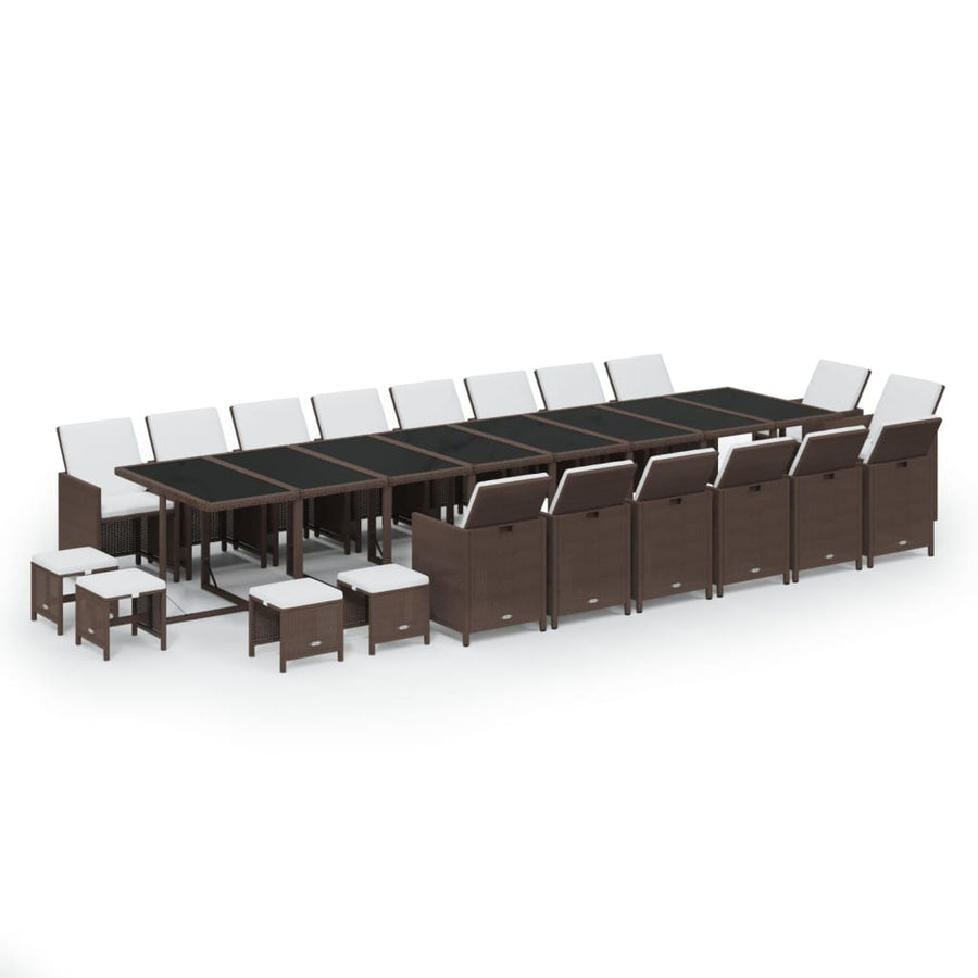 21-Delige Tuinset Met Kussens Poly Rattan Bruin Bruin en zwart