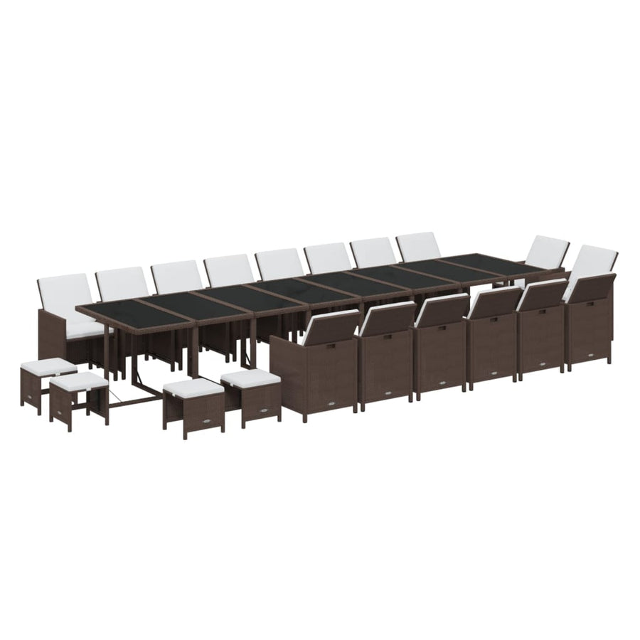 21-Delige Tuinset Met Kussens Poly Rattan Bruin Bruin en zwart