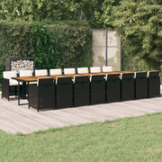 Tuinset poly rattan zwart met kussens