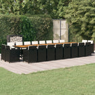 Tuinset poly rattan zwart met kussens