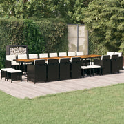 Tuinset 21-delig poly rattan zwart met kussens