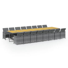 17-Delige Tuinset Met Kussens Poly Rattan Grijs Grijs en bruin 16x Fauteuil + Tafel