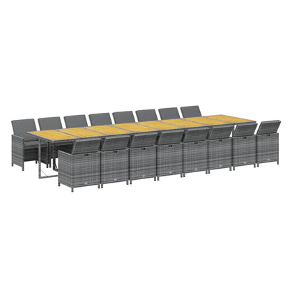 17-Delige Tuinset Met Kussens Poly Rattan Grijs Grijs en bruin 16x Fauteuil + Tafel