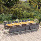 Tuinset poly rattan grijs 16 fauteuils tafel