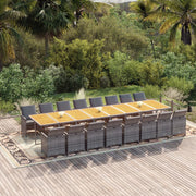 Tuinset poly rattan grijs 16 fauteuils tafel