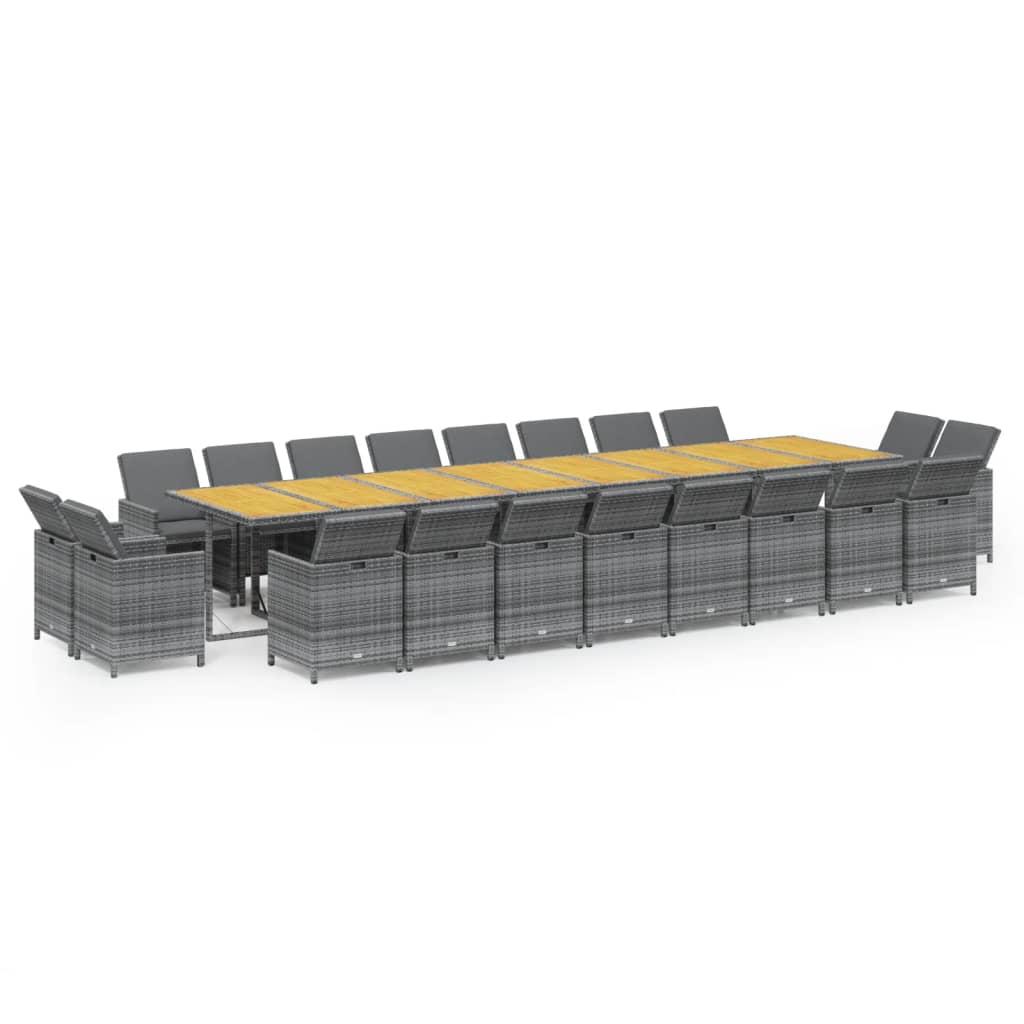 21-Delige Tuinset Met Kussens Poly Rattan Grijs Grijs en bruin 20x Fauteuil + Tafel