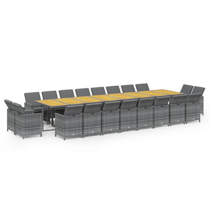 21-Delige Tuinset Met Kussens Poly Rattan Grijs Grijs en bruin 20x Fauteuil + Tafel