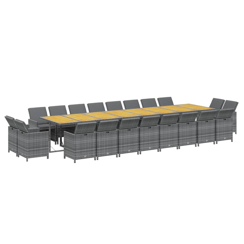 21-Delige Tuinset Met Kussens Poly Rattan Grijs Grijs en bruin 20x Fauteuil + Tafel