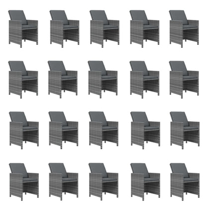 21-Delige Tuinset Met Kussens Poly Rattan Grijs Grijs en bruin 20x Fauteuil + Tafel