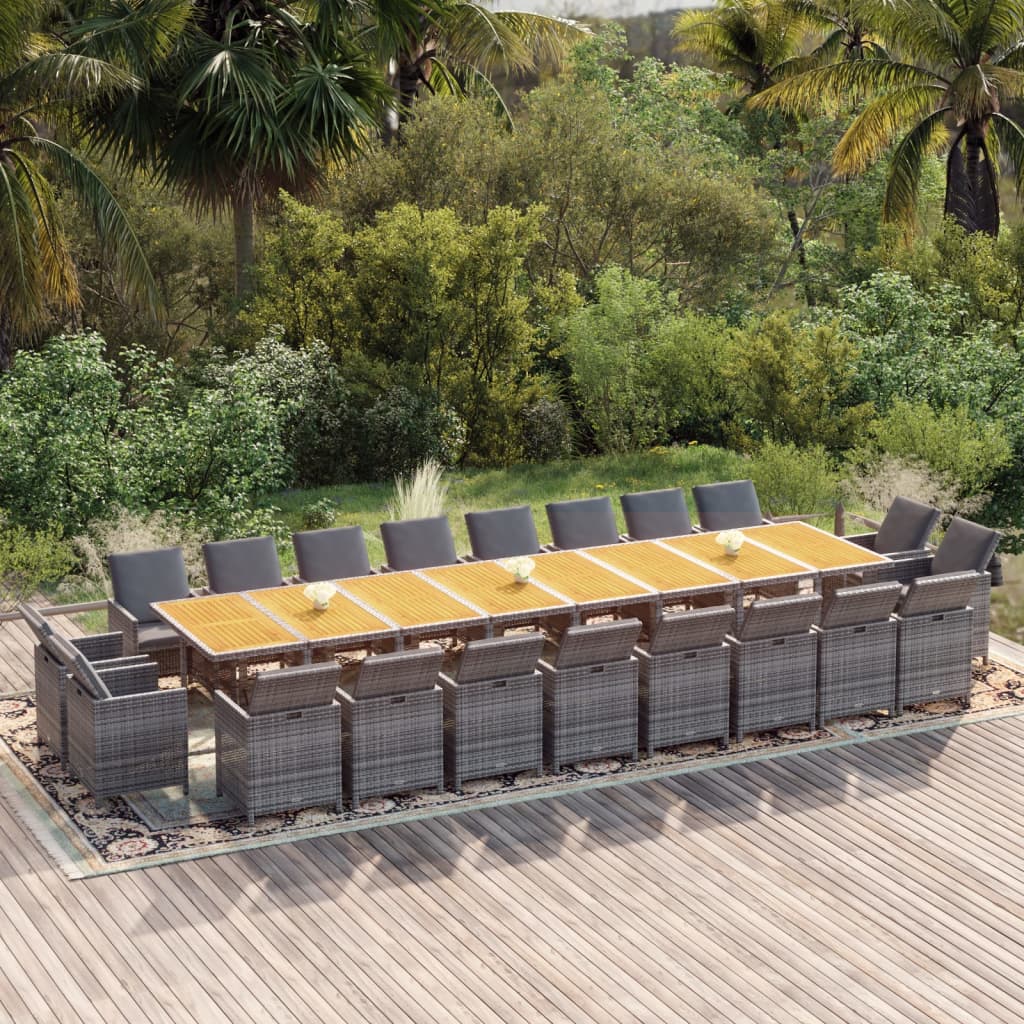 21-Delige Tuinset Met Kussens Poly Rattan Grijs Grijs en bruin 20x Fauteuil + Tafel