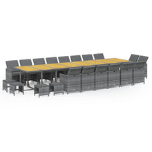 21-Delige Tuinset Met Kussens Poly Rattan Grijs Grijs en bruin 16x Fauteuil + 4x voetensteun + Tafel