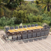 Tuinset 21-delig poly rattan grijs met kussens