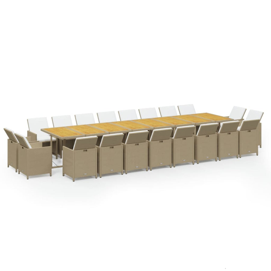 21-Delige Tuinset Met Kussens Poly Rattan Beige Beige en bruin