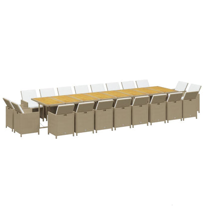 21-Delige Tuinset Met Kussens Poly Rattan Beige Beige en bruin