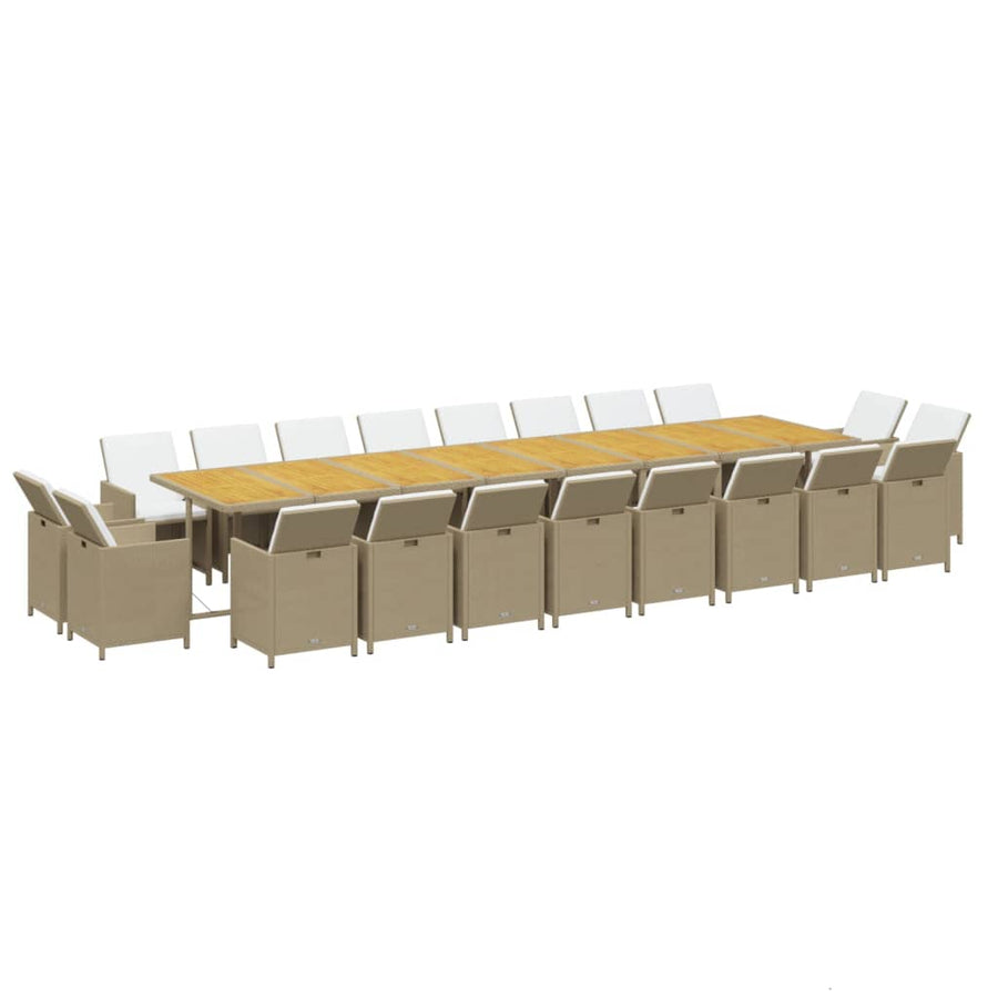 21-Delige Tuinset Met Kussens Poly Rattan Beige Beige en bruin