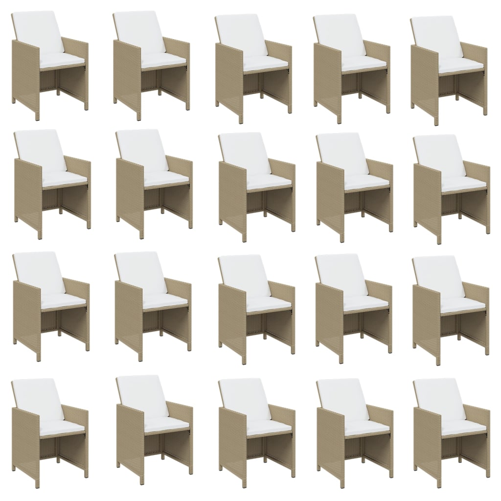 21-Delige Tuinset Met Kussens Poly Rattan Beige Beige en bruin
