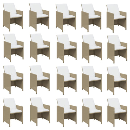 21-Delige Tuinset Met Kussens Poly Rattan Beige Beige en bruin