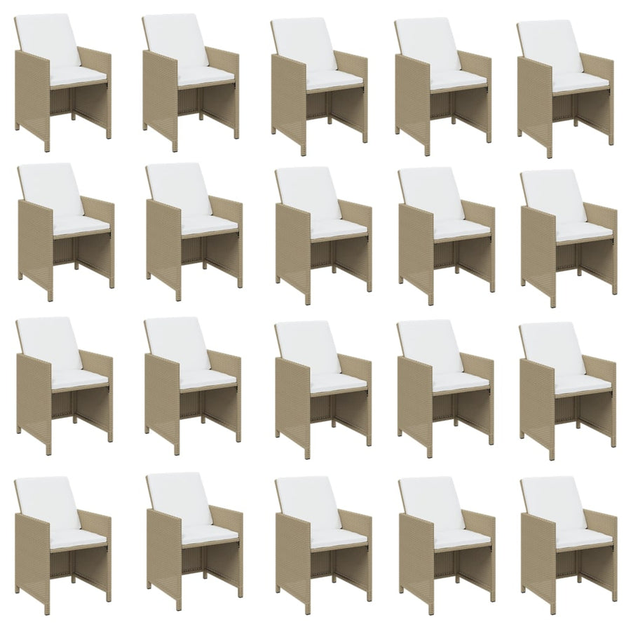 21-Delige Tuinset Met Kussens Poly Rattan Beige Beige en bruin