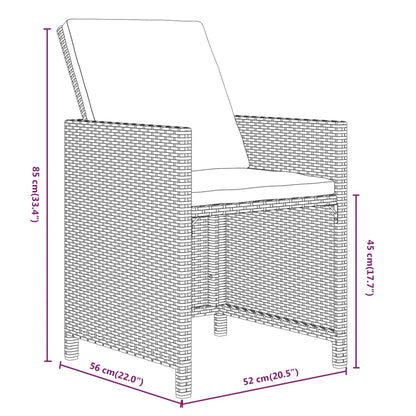 21-Delige Tuinset Met Kussens Poly Rattan Beige Beige en bruin