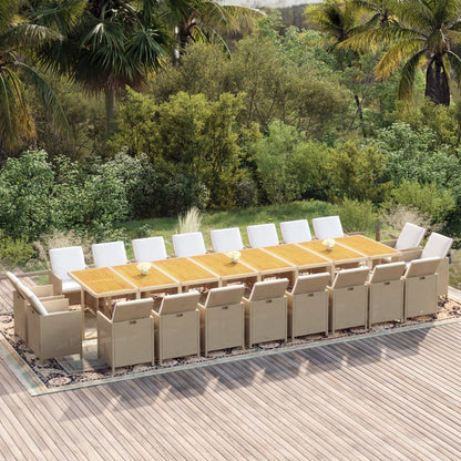 21-Delige Tuinset Met Kussens Poly Rattan Beige Beige en bruin