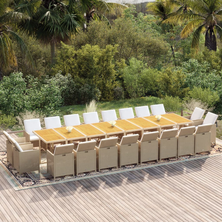 21-Delige Tuinset Met Kussens Poly Rattan Beige Beige en bruin