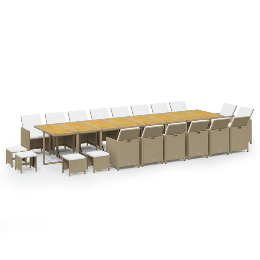 21-Delige Tuinset Met Kussens Poly Rattan Beige Beige en bruin