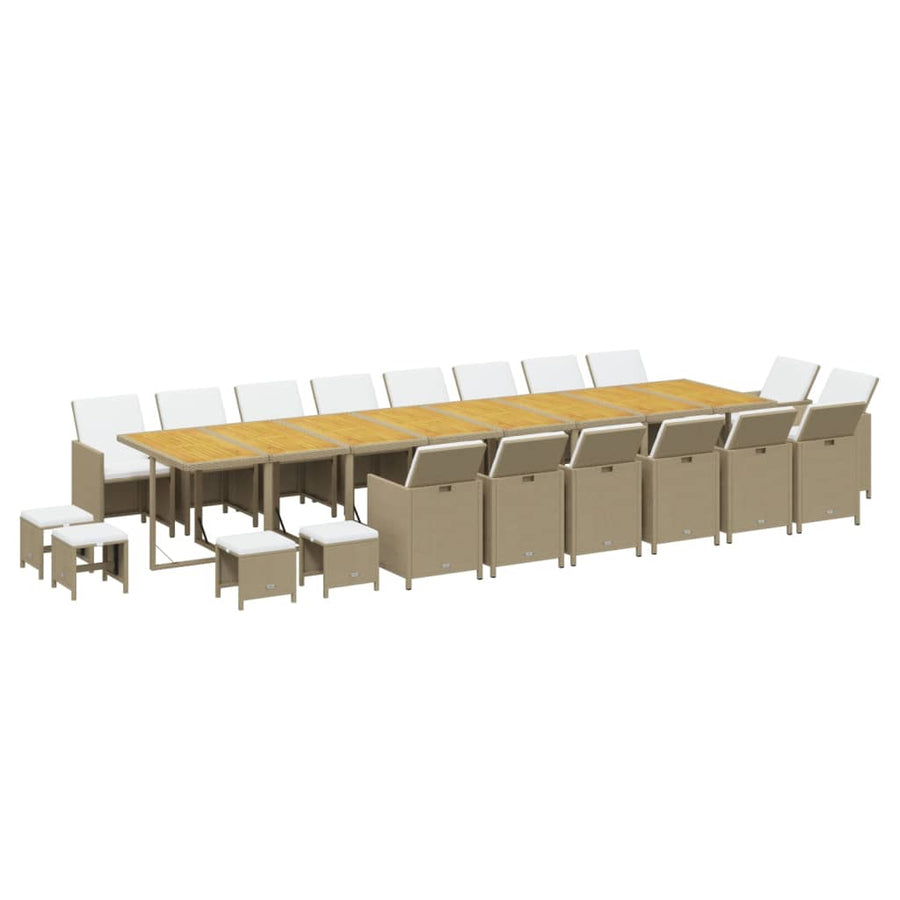 21-Delige Tuinset Met Kussens Poly Rattan Beige Beige en bruin