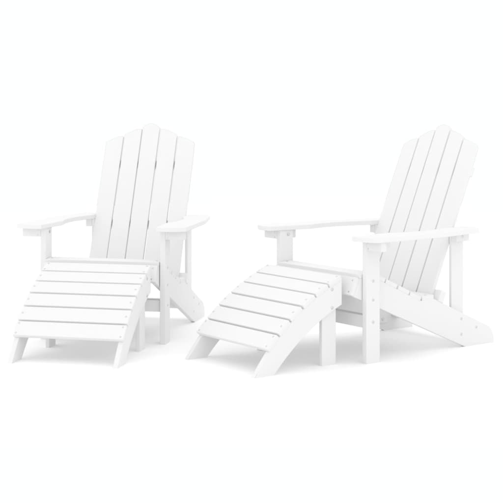 Tuinstoelen 2 St Adirondack Met Voetensteunen Hdpe Wit 2x Fauteuil + 2x voetensteun