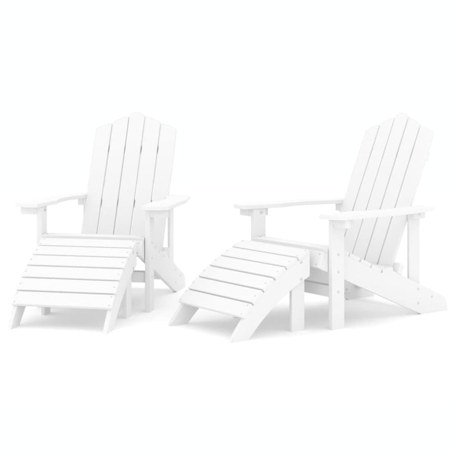 Tuinstoelen 2 St Adirondack Met Voetensteunen Hdpe Wit 2x Fauteuil + 2x voetensteun